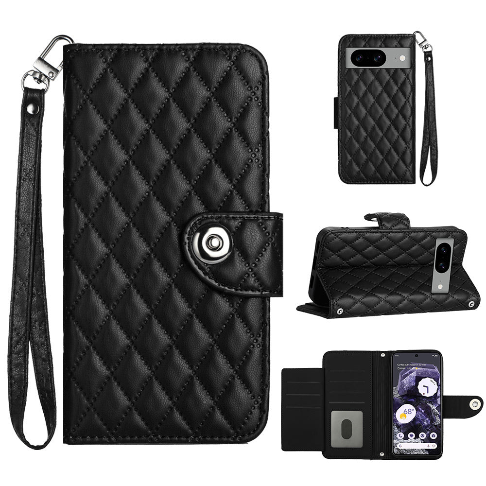 YB Imprinting Series-8 for Google Pixel 8a Cell Phone Case Rhombus Stand Cover with Card Slots YB Imprinting Series-8 for Google Pixel 8a Cell Phone Case Rhombus Stand Cover with Card Slots